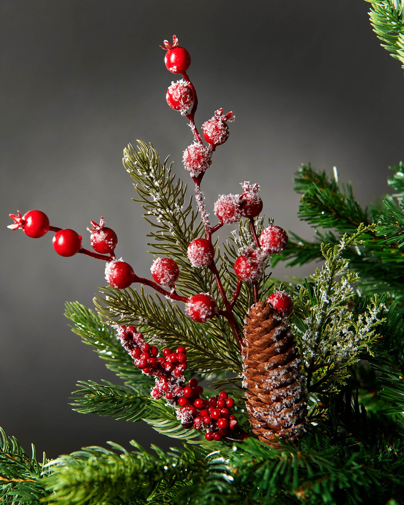 Red Artificial Berries and Pinecones Tree Pick, 40 cm