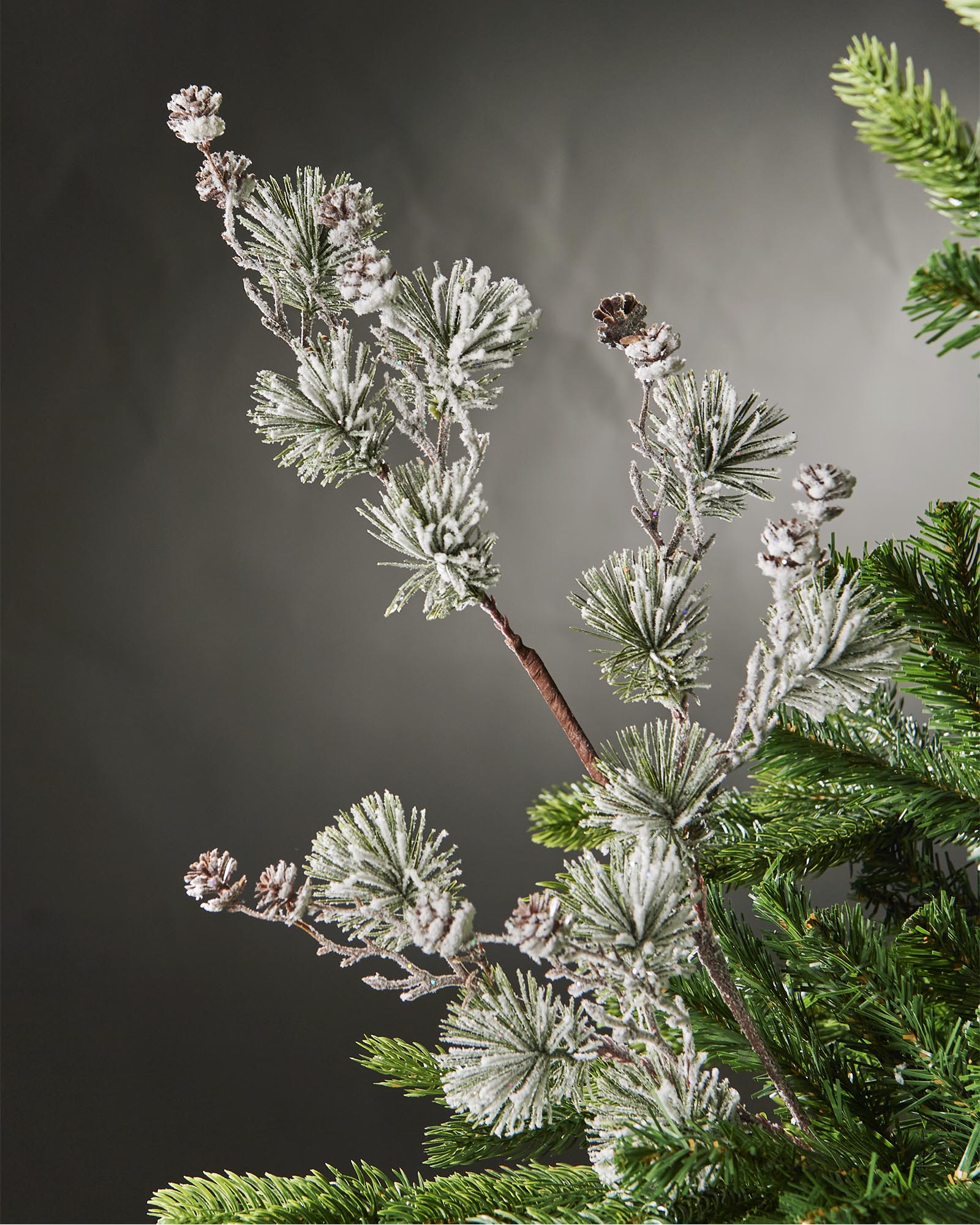 Artificial Snow Flocked Pinecone Pick, 77 cm