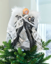 Angel Christmas Tree Topper, Silver/Black, 25 cm