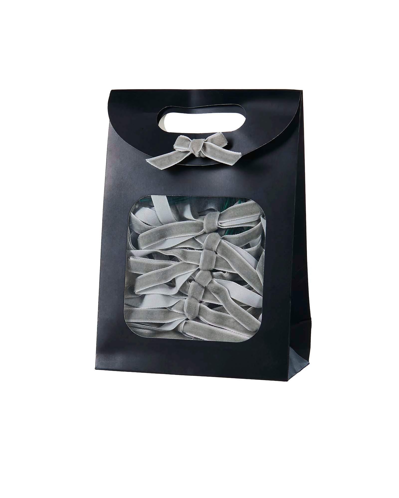 Set of 20 Velvet Bows, Silver, 13 cm