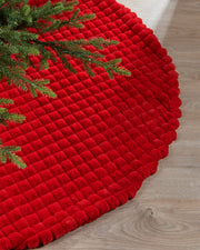 Faux Fur Diamond Tree Skirt, Red, 122 cm
