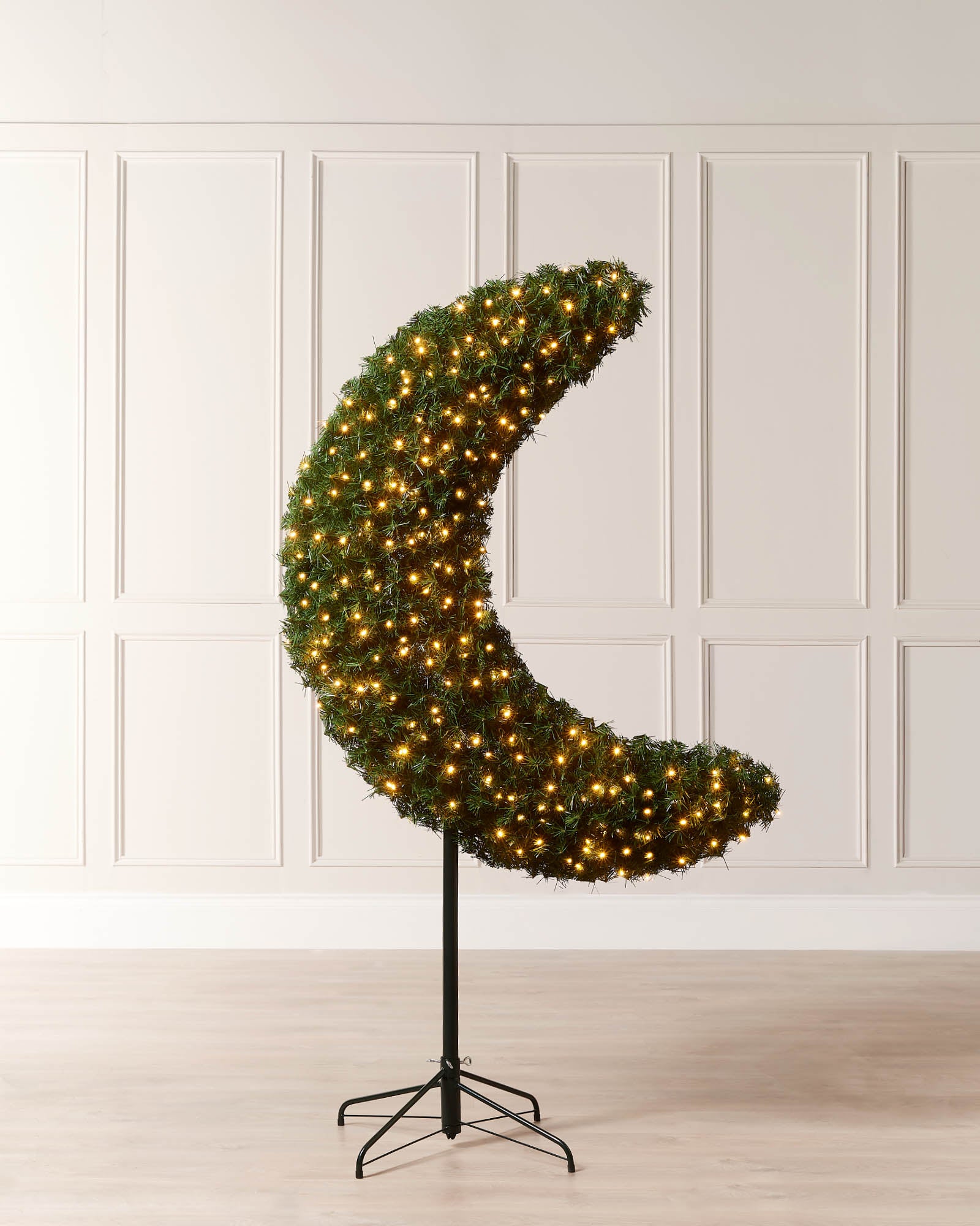 Pre-Lit Half Moon Christmas Tree, 6 ft