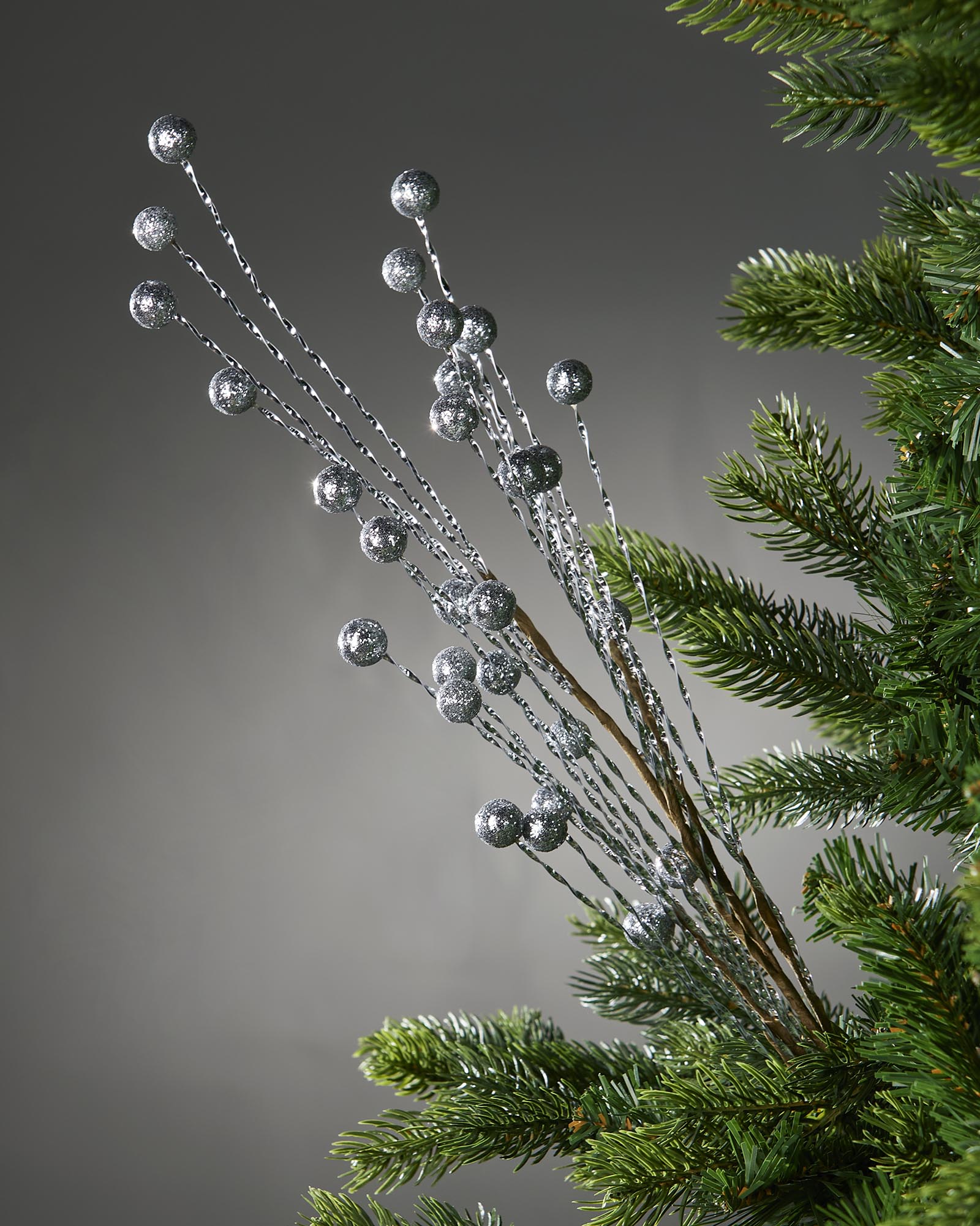 Silver Glitter Berry Christmas Tree Spray, 78 cm