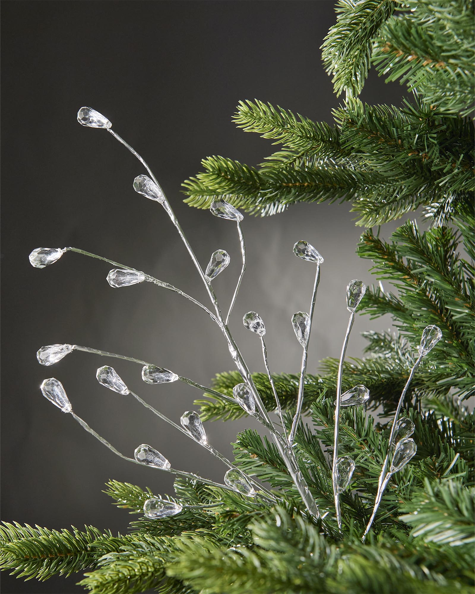 Crystal Teardrop Spray, Silver, 66 cm