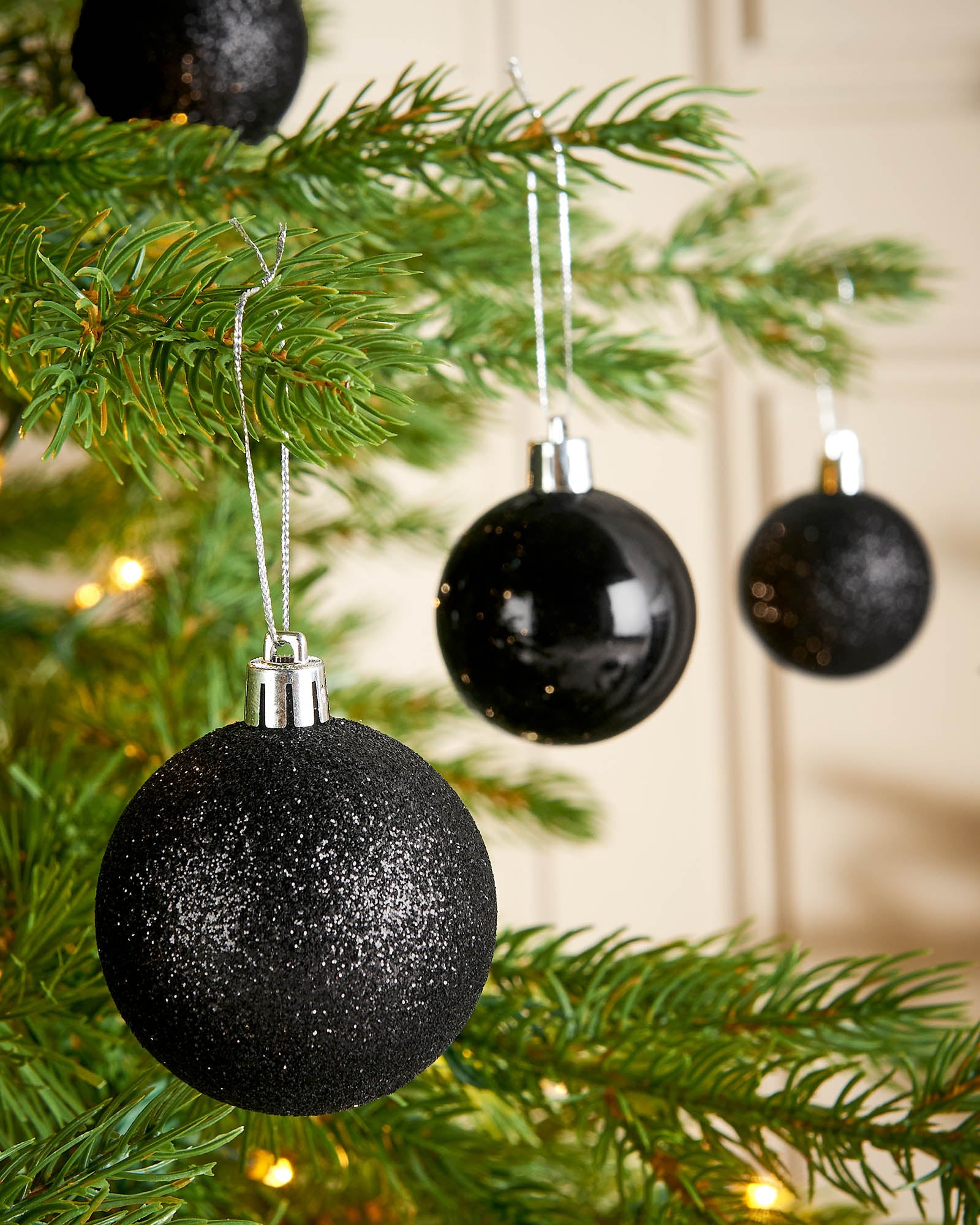 Fifty Black Shatterproof Baubles