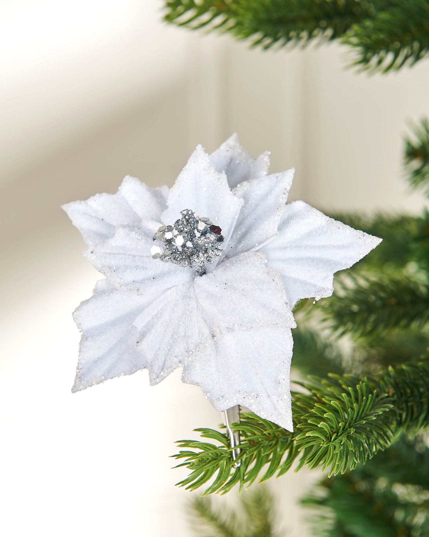 Artificial White Poinsettia Flower with Clip, 3 Pack, 12 cm We R Christmas