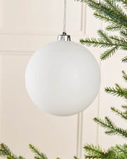 White Oversized Shatterproof Bauble, Glitter, 15 cm