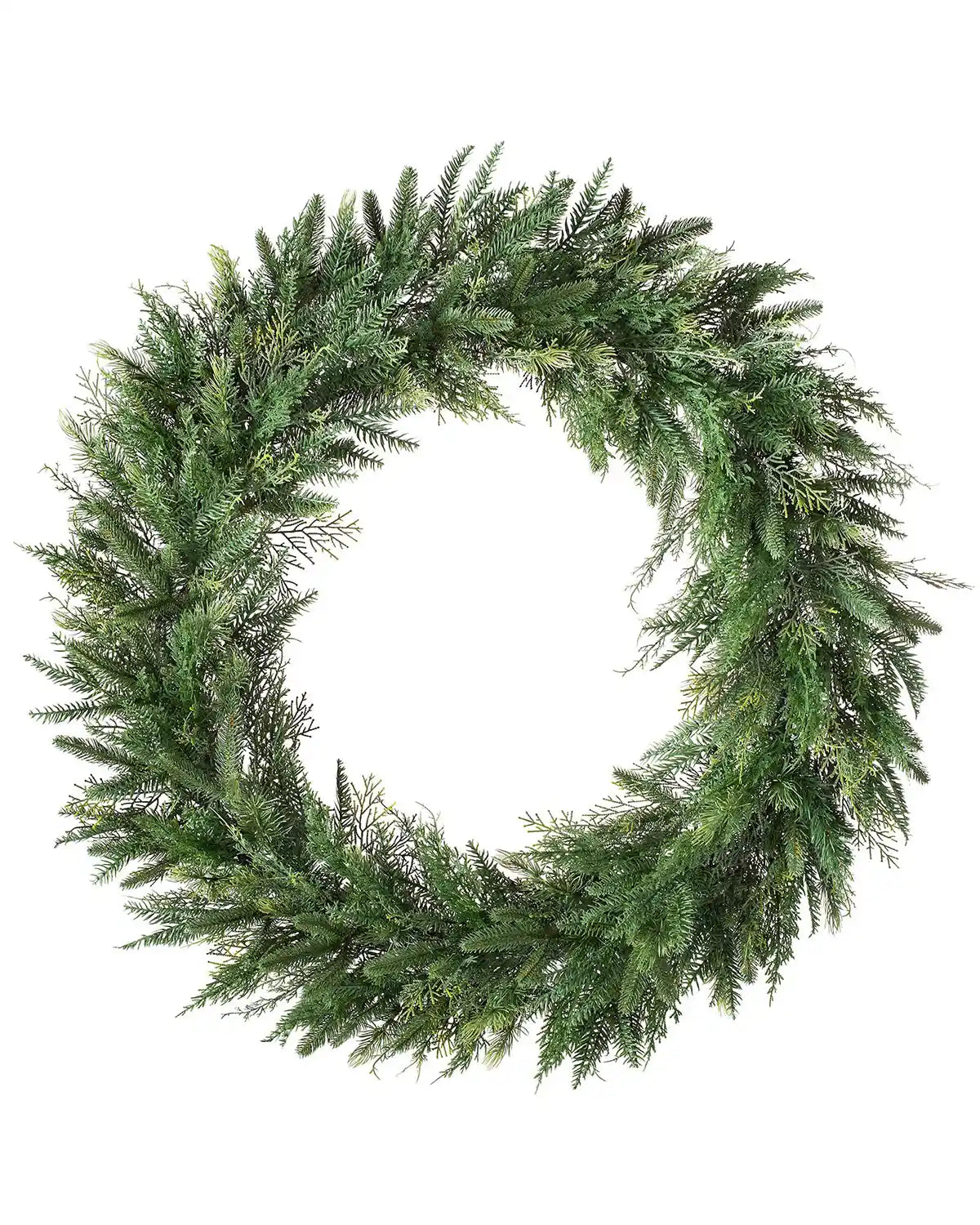 Full 1 m natural fir wreath on white background