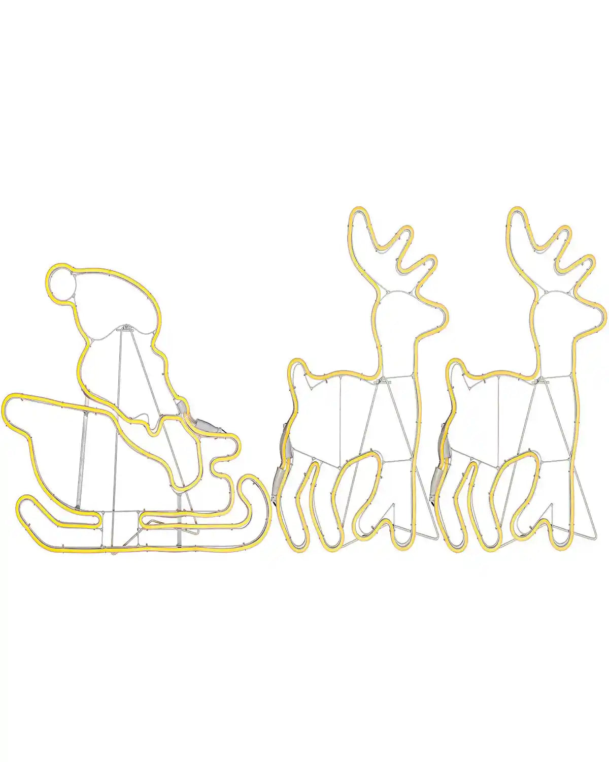 2.6 m twin reindeers with Santa sleigh neon rope light on a white background