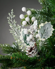 20 cm artificial frosted berries and pinecones pick styled in a Christmas tree