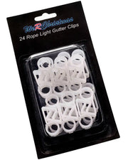 Pack of 24 rope light gutter hooks on a white background