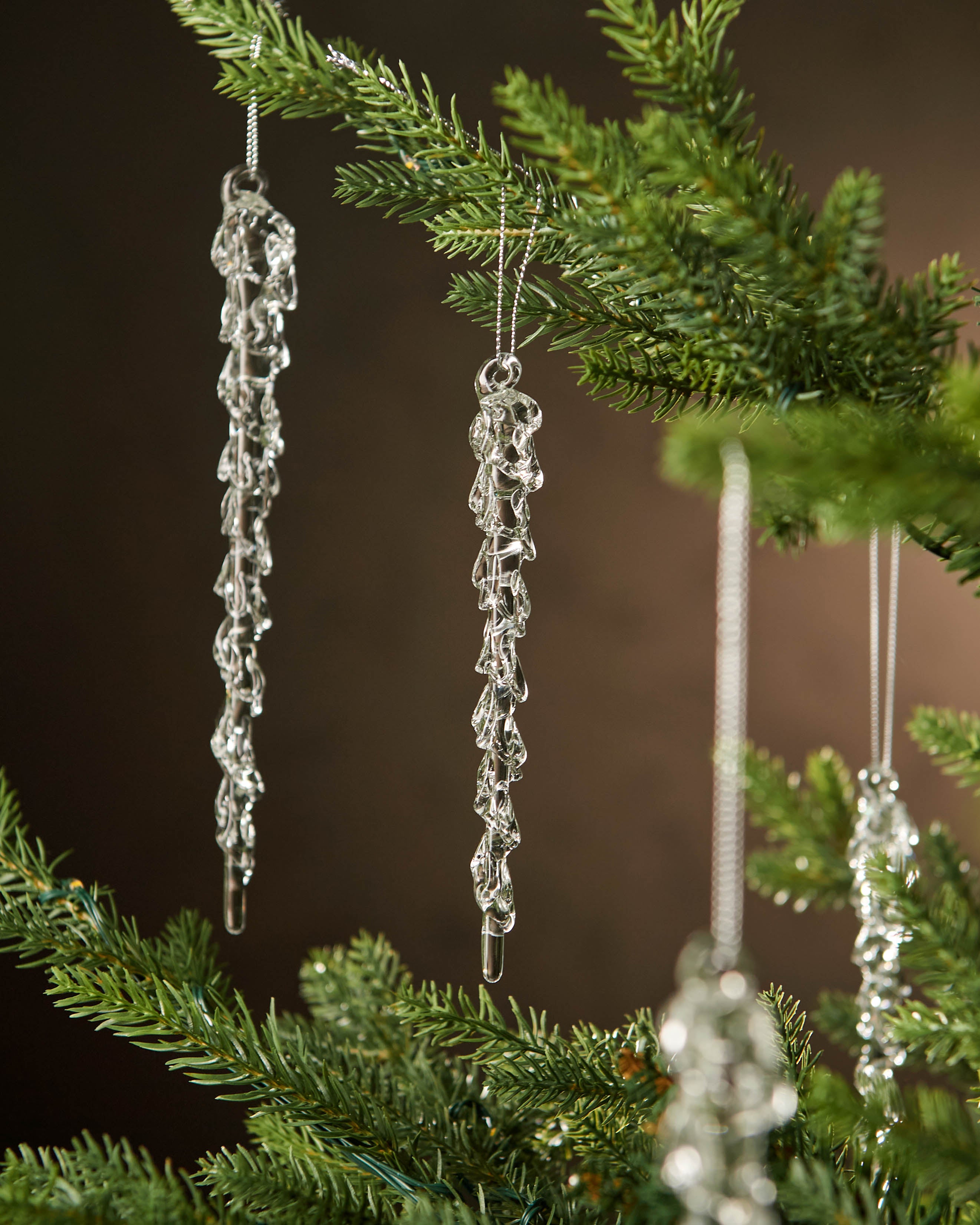 Set of 6 Melting Glass Icicles, 25 cm