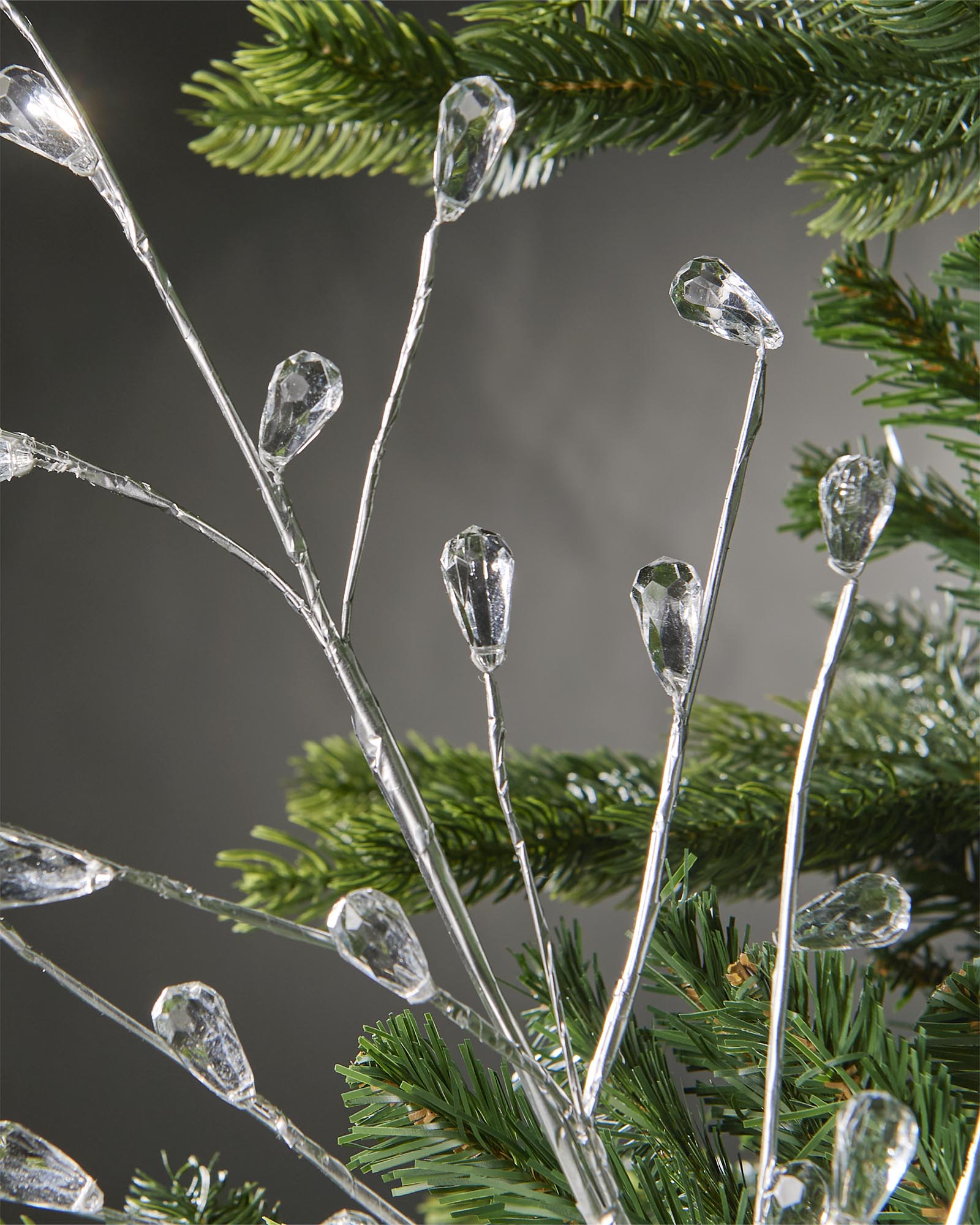 Crystal Teardrop Spray, Silver, 66 cm