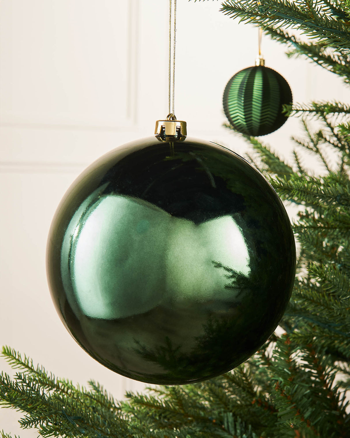 Sage Green Large Gloss Shatterproof Bauble, 20 cm