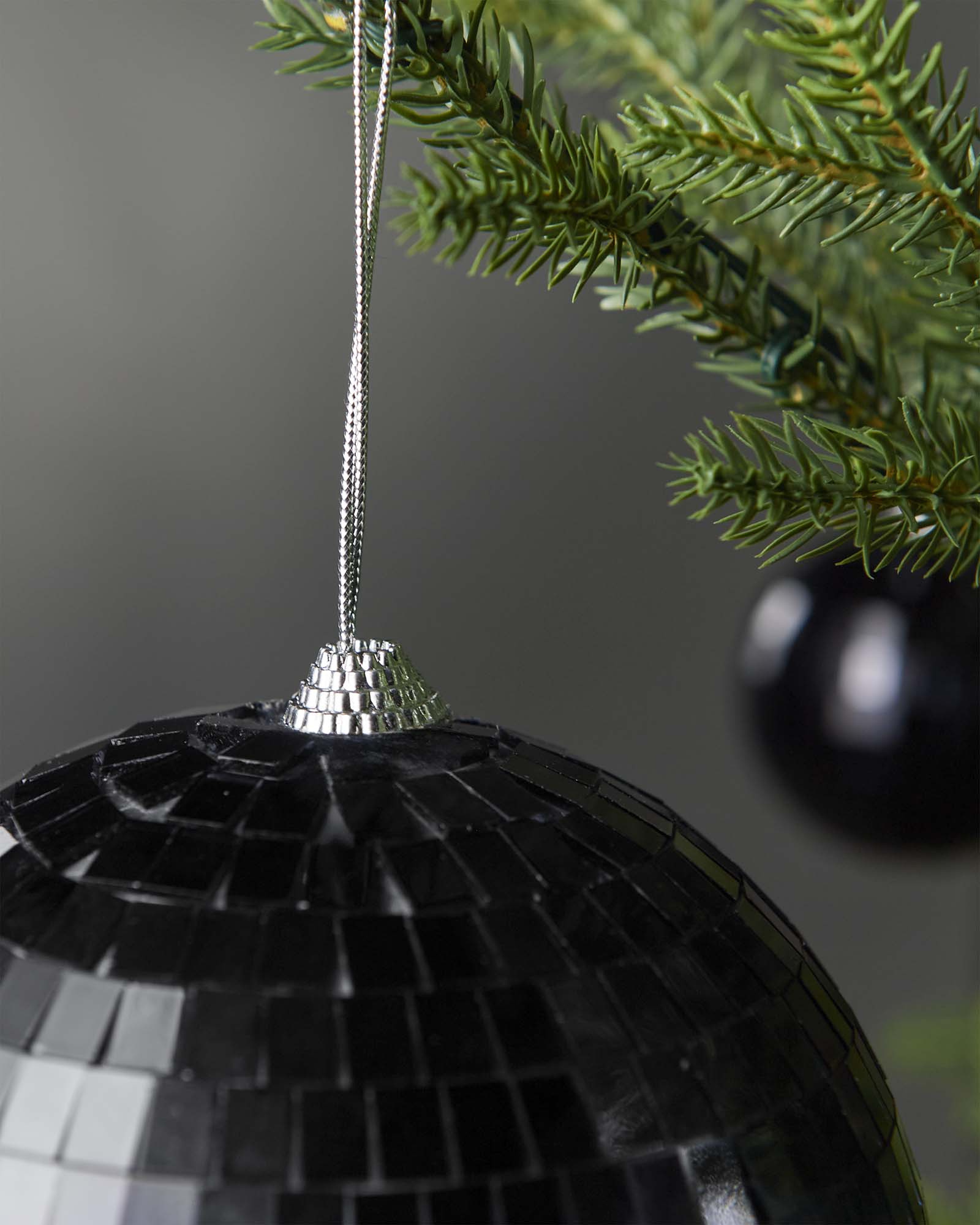 Oversized Disco Ball Bauble, Black, 15 cm