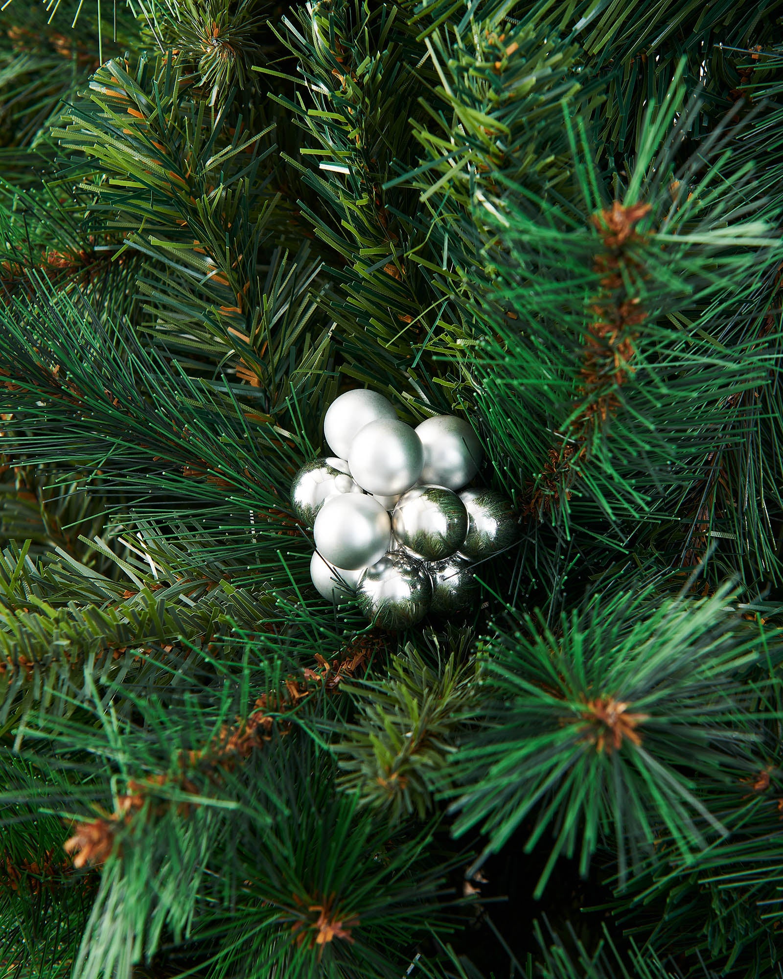 Ten Silver Glass Berry Cluster Baubles