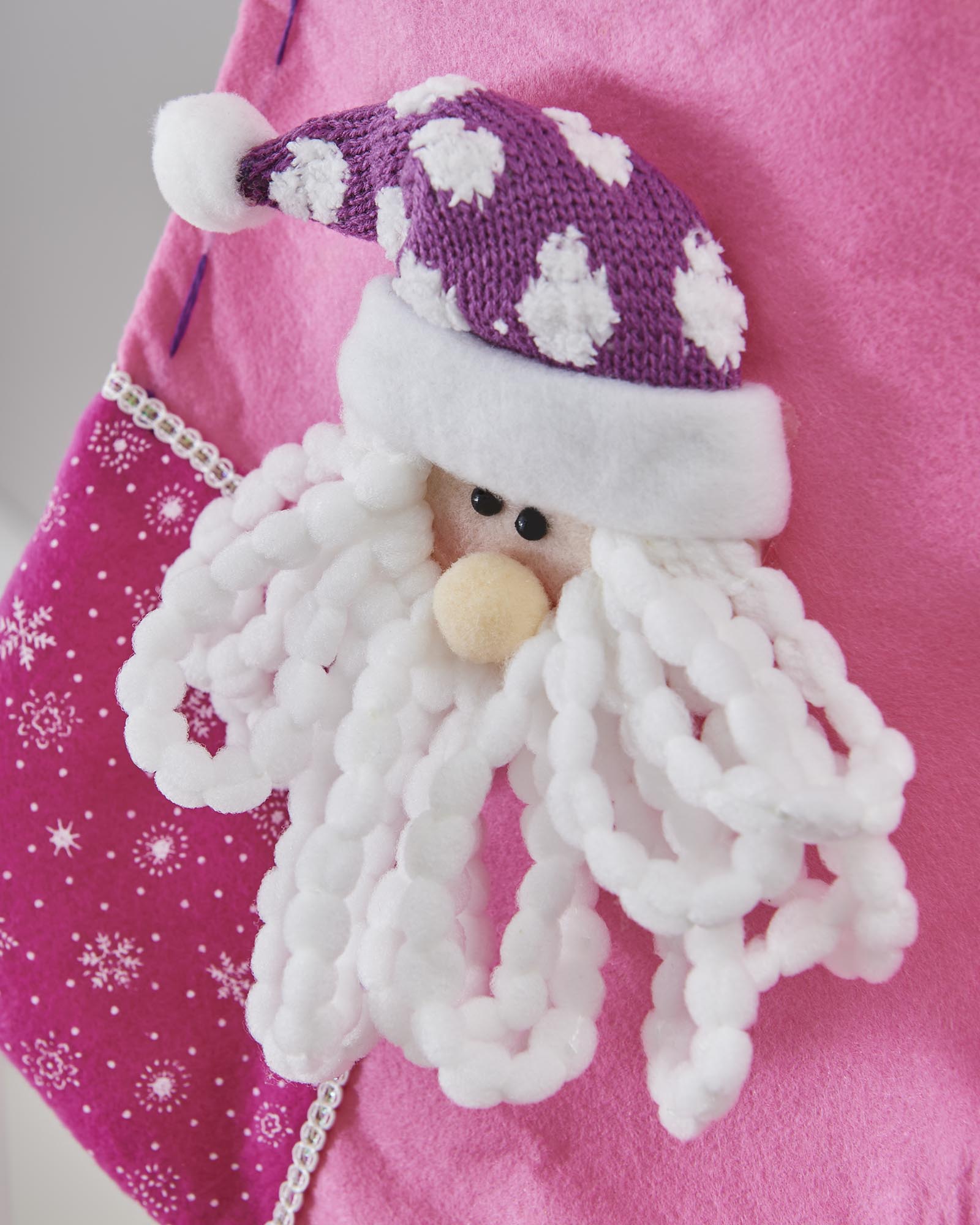 Santa Stocking, Pink/Purple, 48 cm