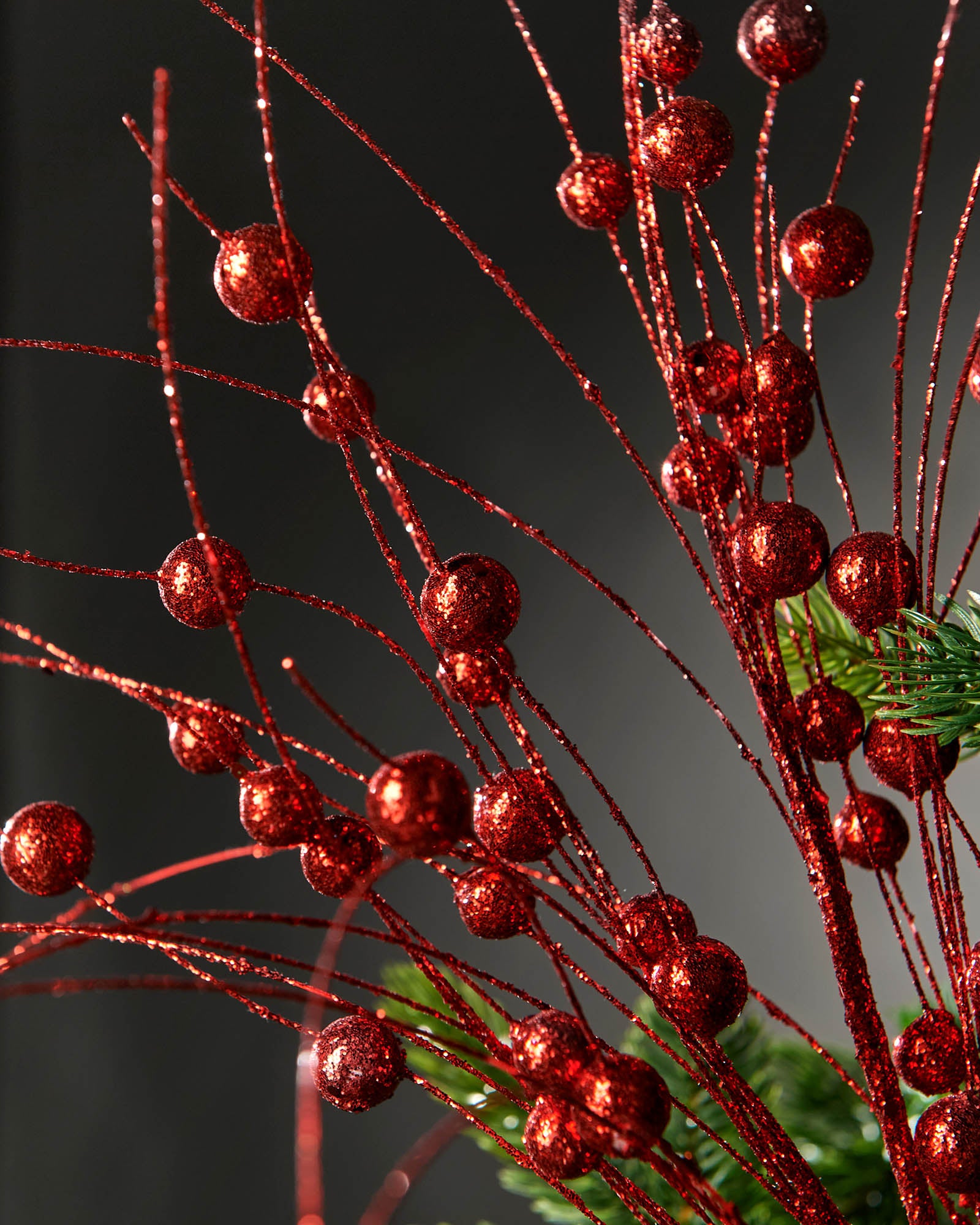 Red Glitter Berry Christmas Tree Spray, 80 cm