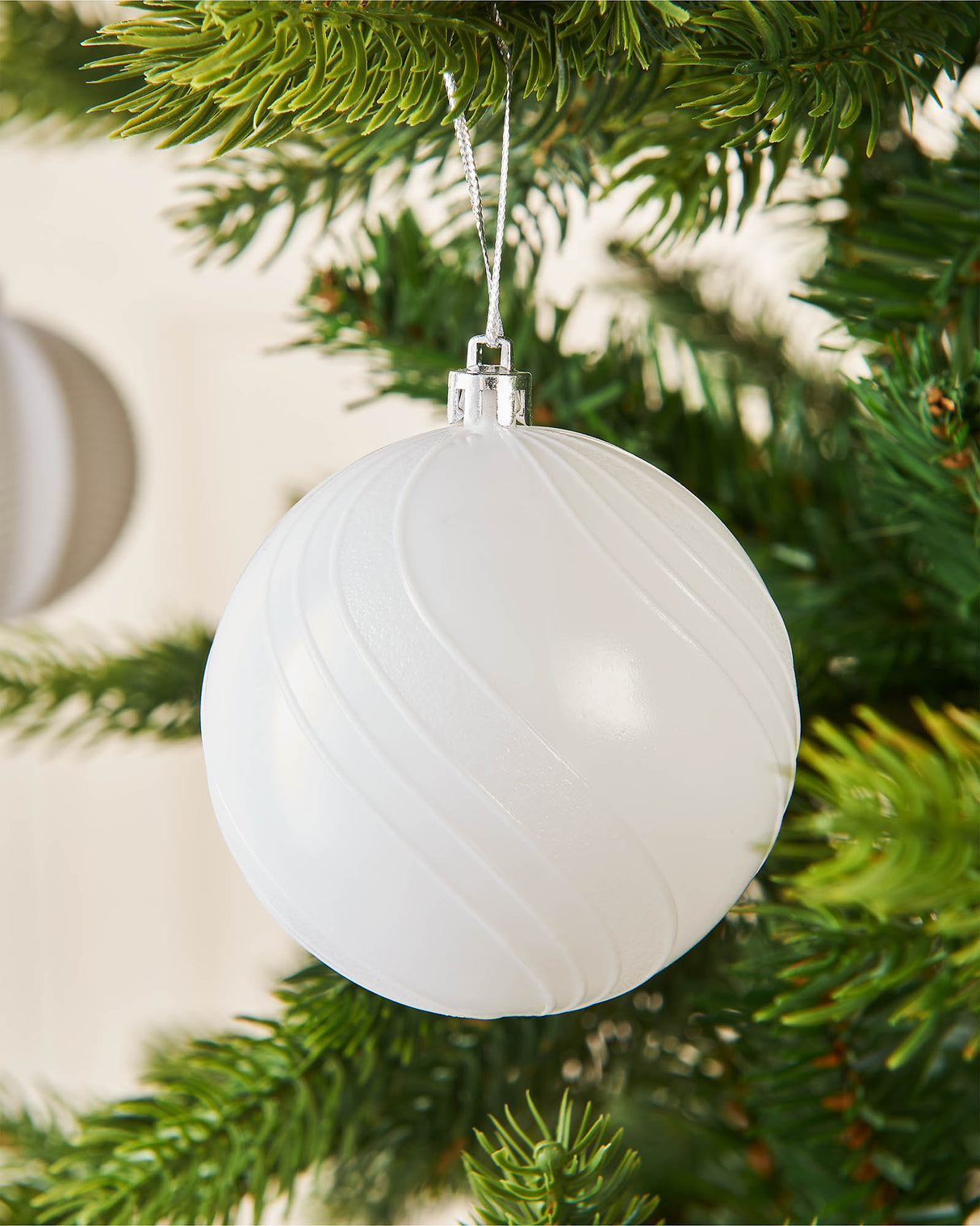 White Shatterproof Baubles, 16 Pack, 8 cm