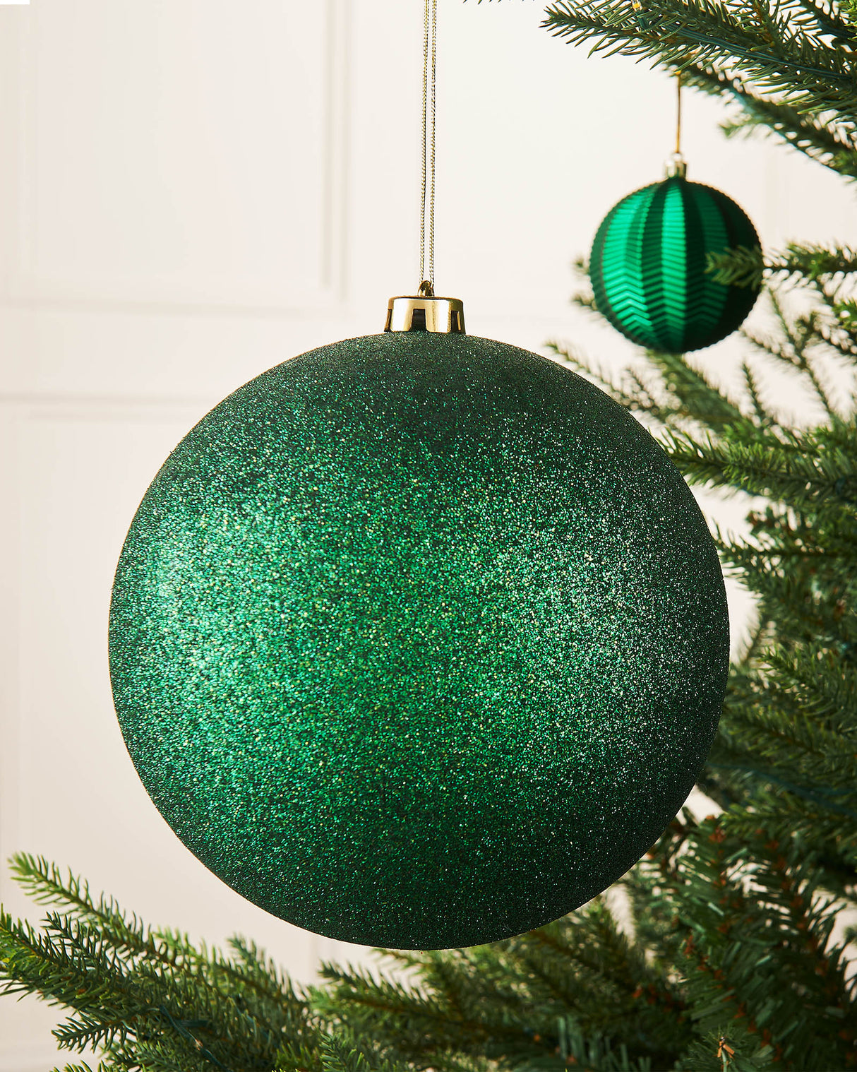 Green Oversized Glitter Shatterproof Bauble, 20 cm