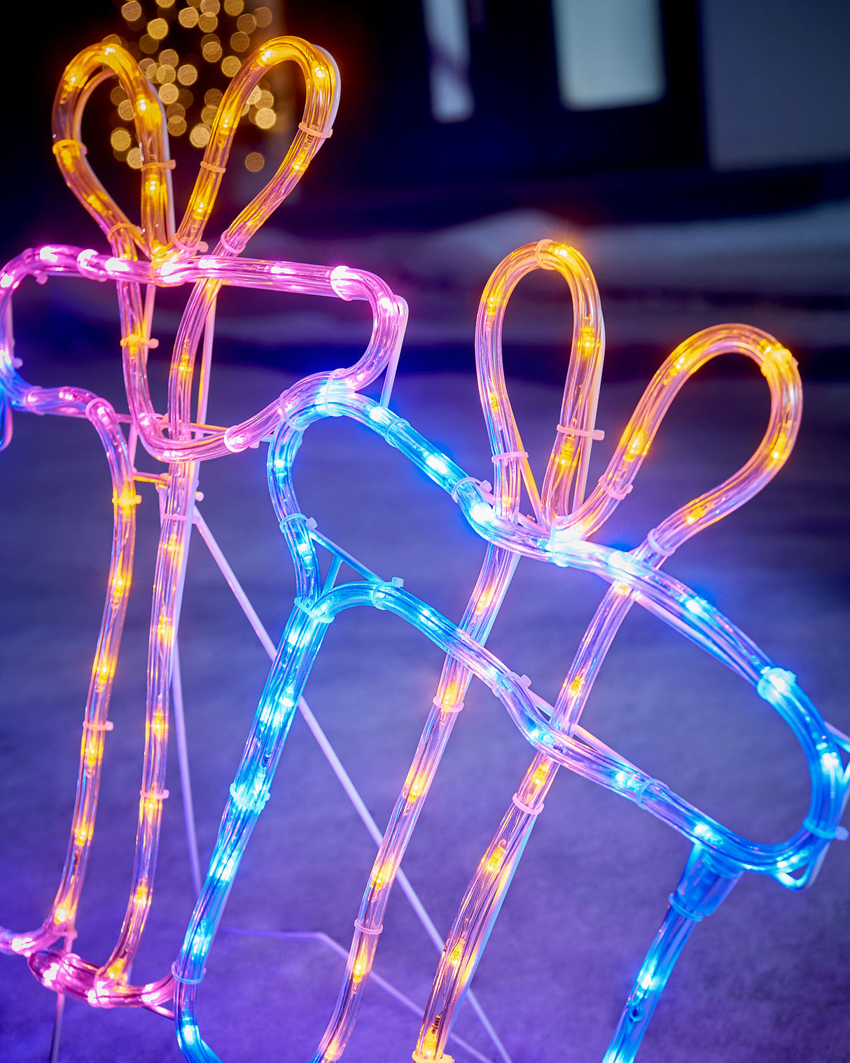 Set of 3 LED Presents Rope Light Silhouette, 99 cm