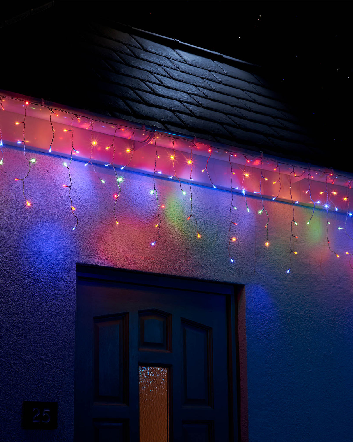 LINK UP LED Icicle Lights, White Cable, Multi Colour