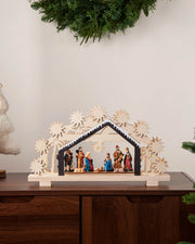 Pre-Lit Wooden Nativity Scene, 26 cm