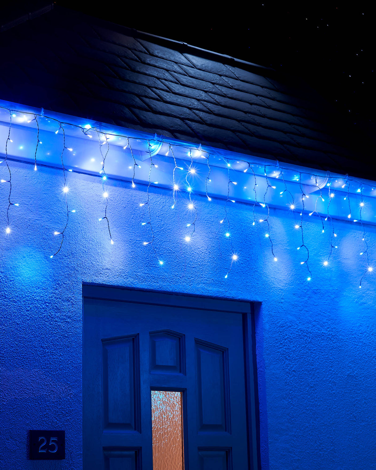 LINK UP LED Icicle Lights, White Cable, Blue / White