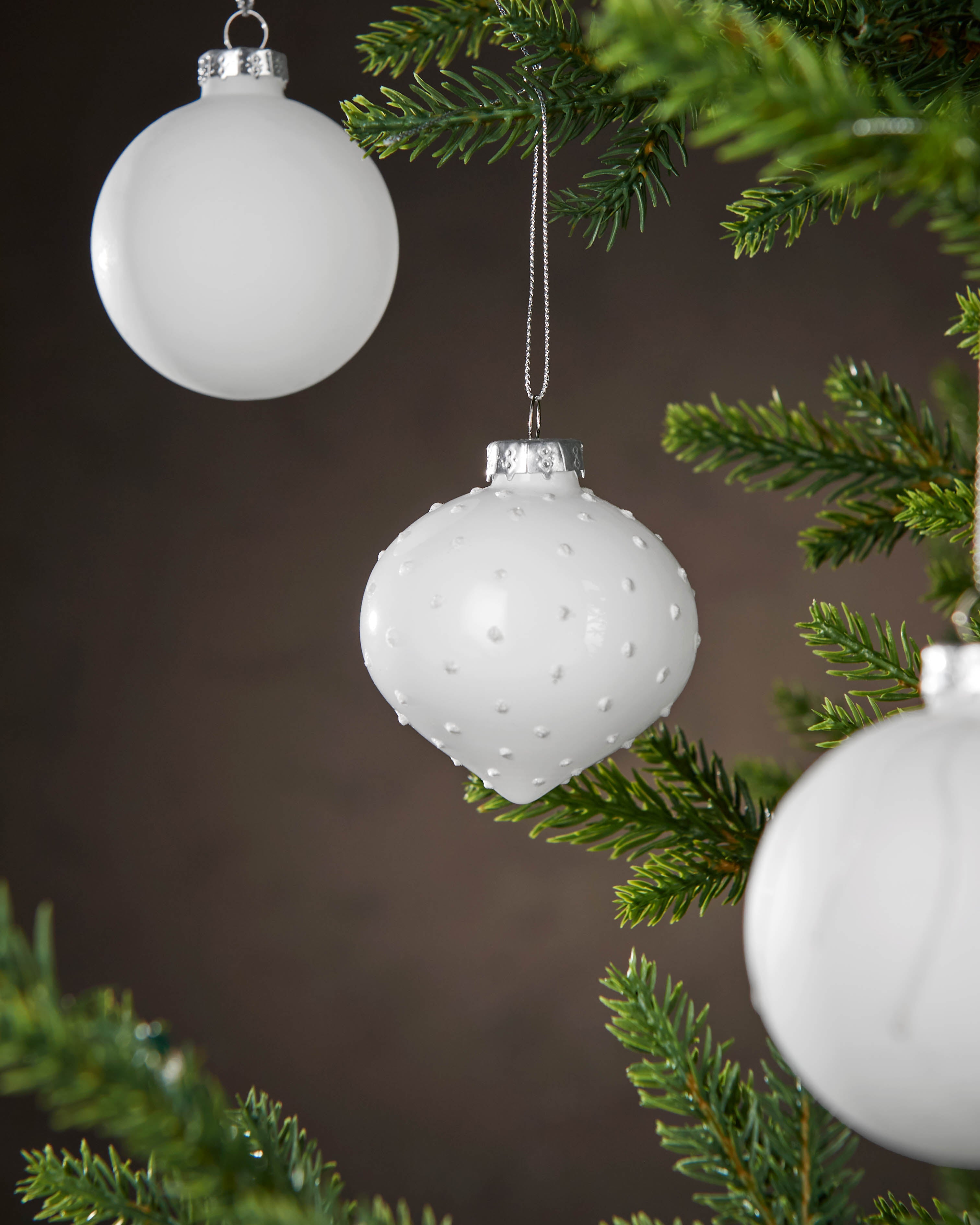 Set of 20 Glass Baubles, White