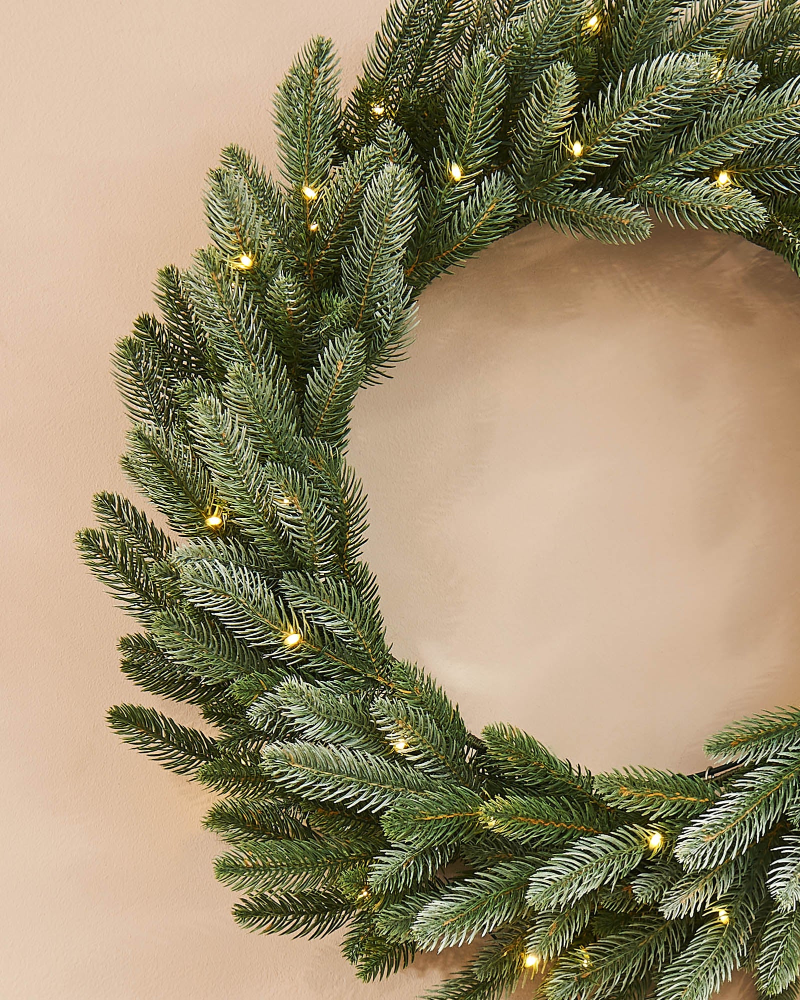 Pre-Lit Frosted Blue Mixed Pine Wreath, 60 cm