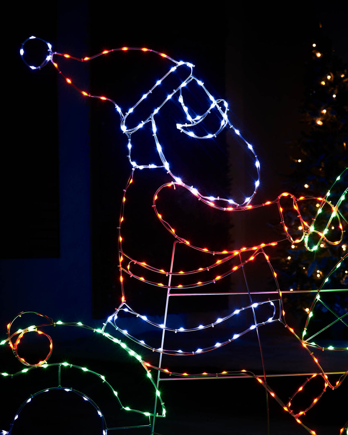 Santa on a Motorbike Rope Light Silhouette, 1.6 m