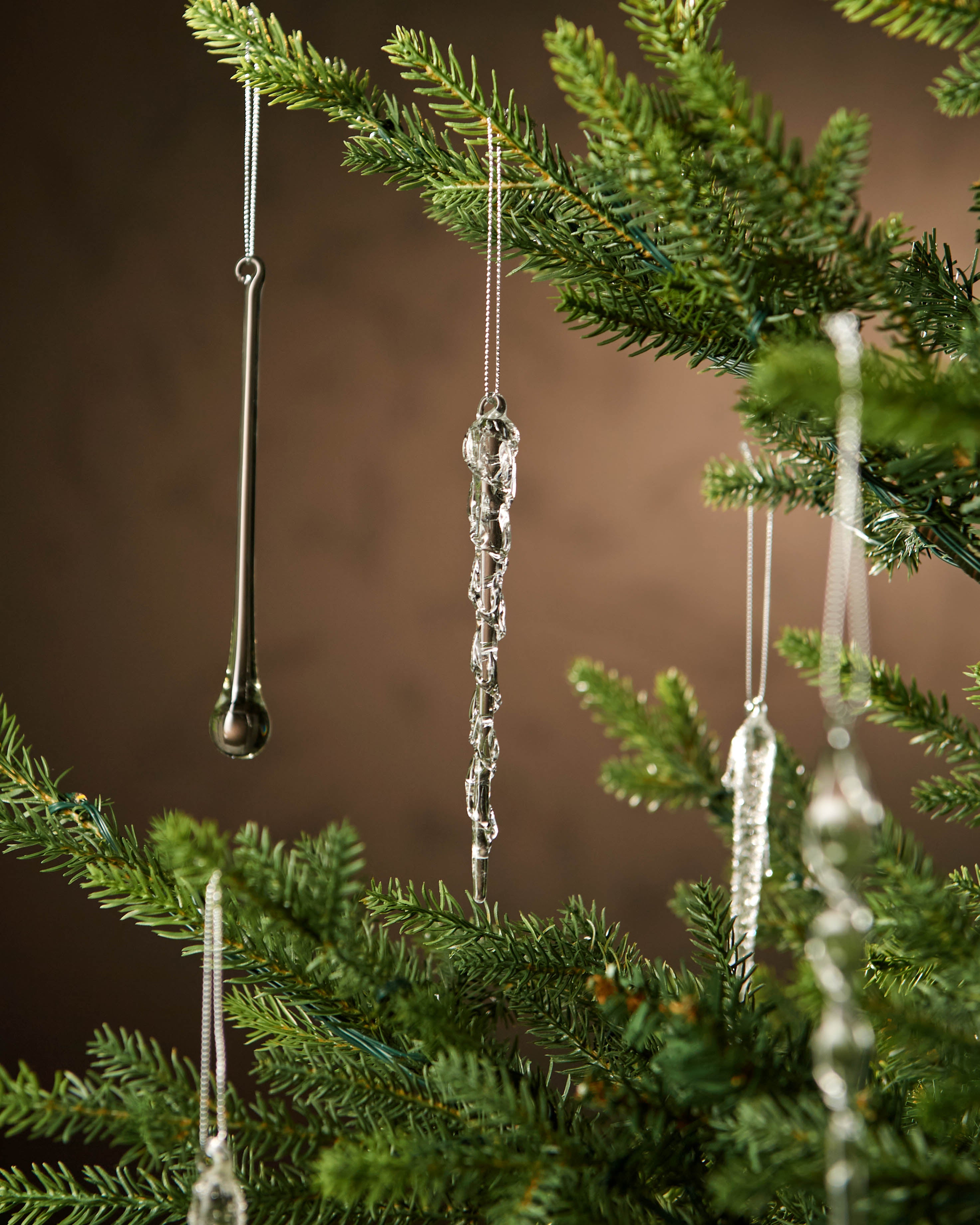 Set of 20 Frosted Glass Icicle Decorations