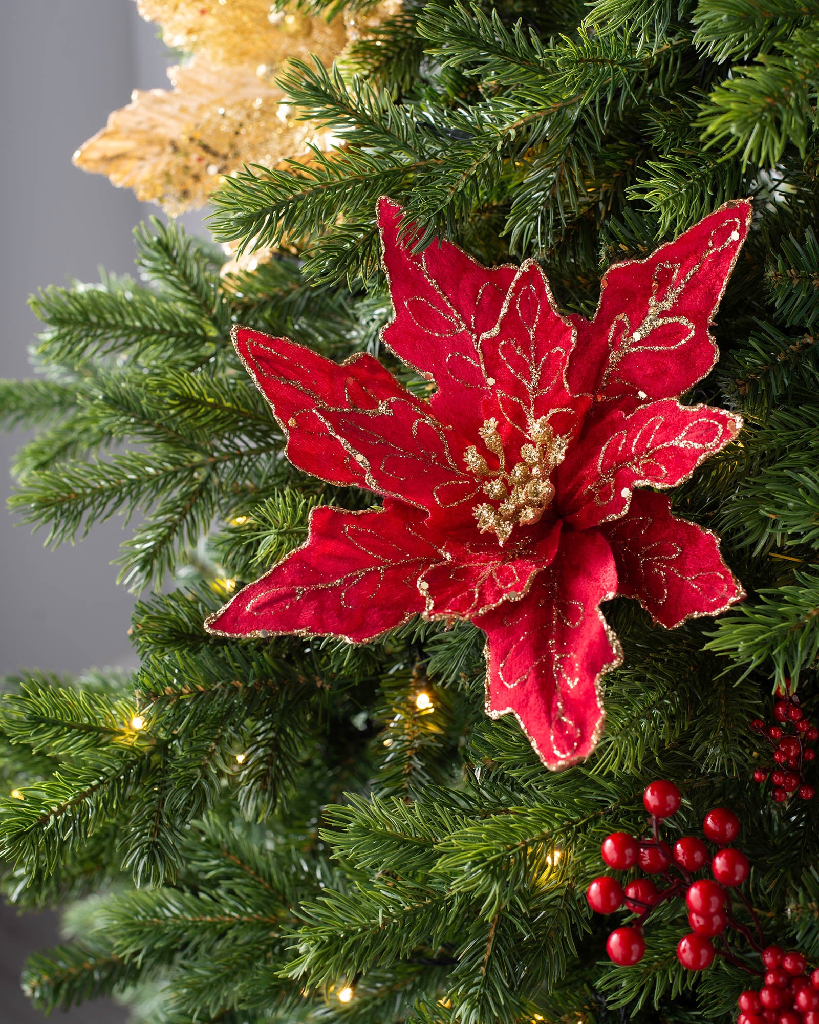 Red Artificial Poinsettia Flower, 30 cm