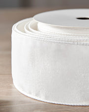 Double-Sided Wired Velvet Ribbon, White, 9 m