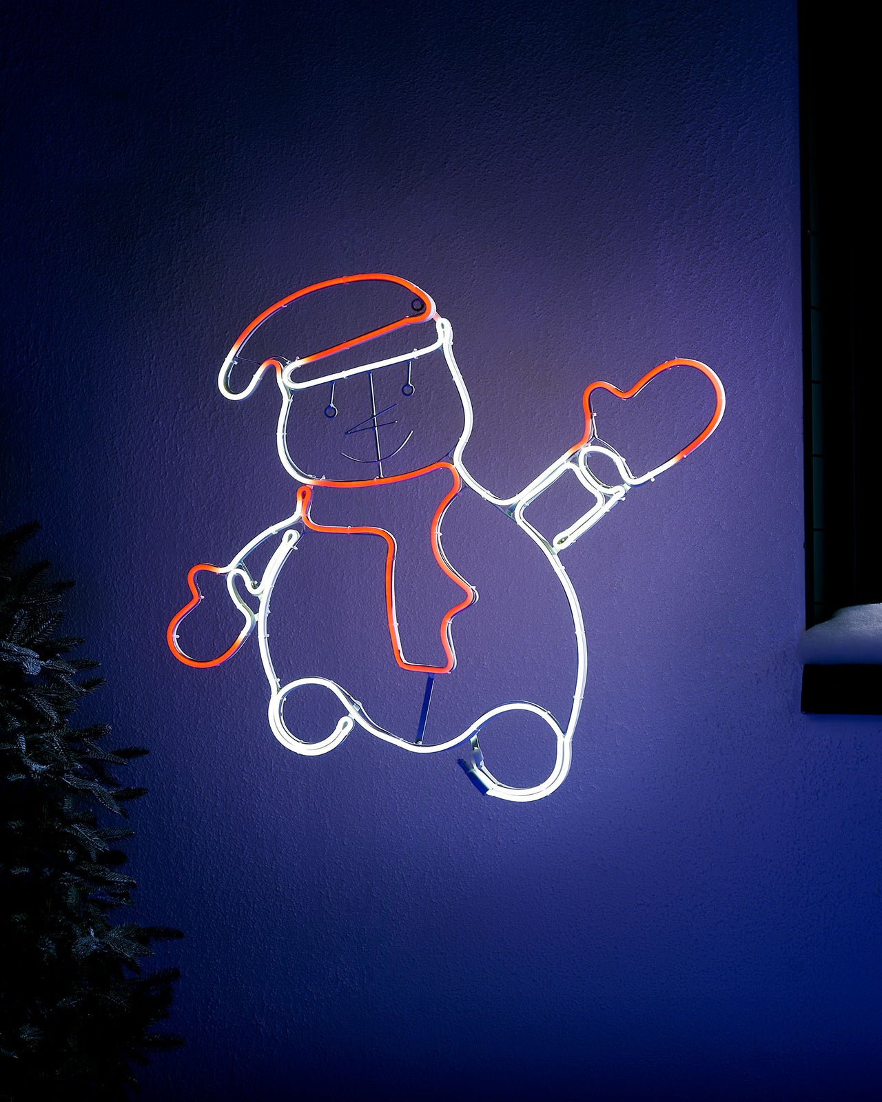 Waving Snowman Neon Rope Light Silhouette, 72 cm