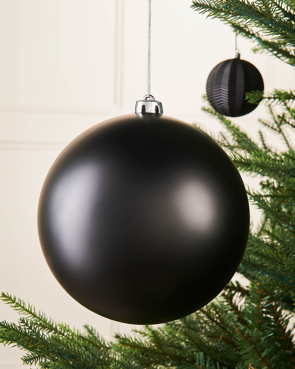 Black Large Matt Shatterproof Bauble, 20 cm