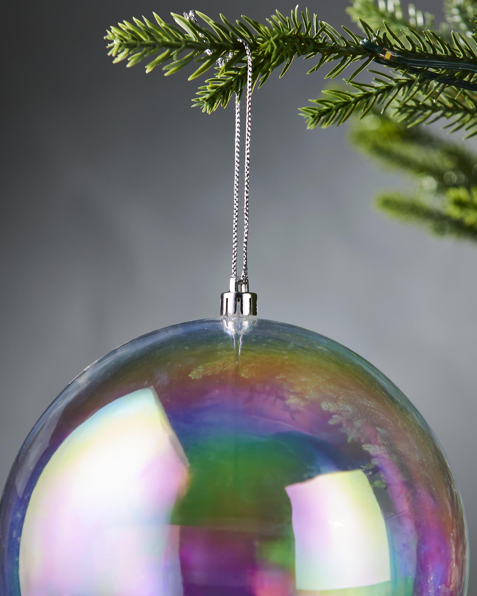 Set of 3 Oversized Baubles, Iridescent, 20 cm