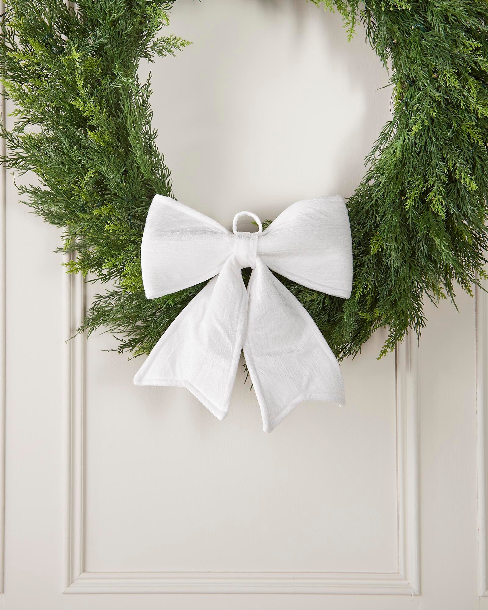 Vintage Velvet Christmas Bow, White, 30 cm