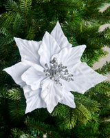 Artificial Poinsettia Flower, White, 26 cm