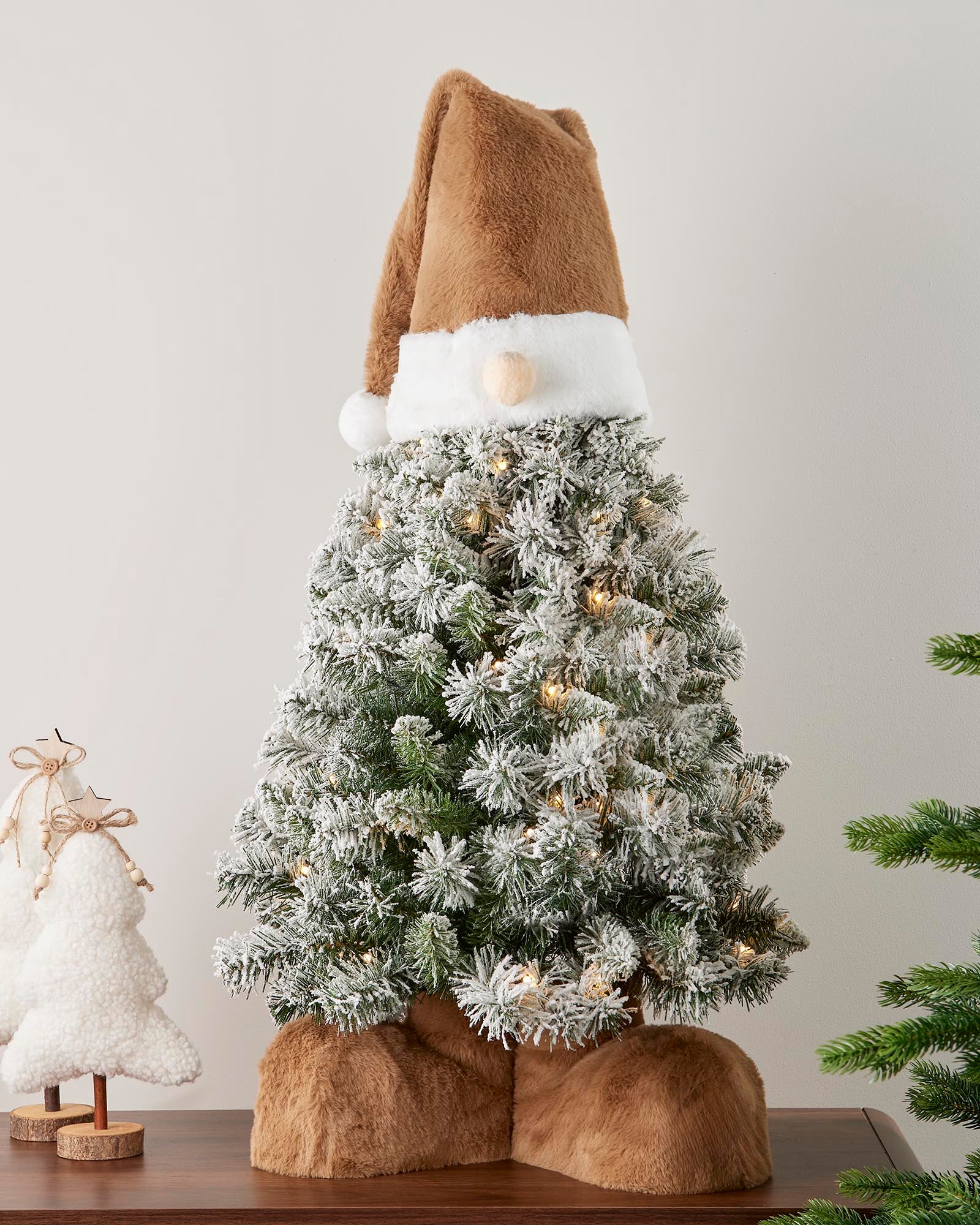 Pre-Lit Snow Flocked Gonk Tree, 3 ft