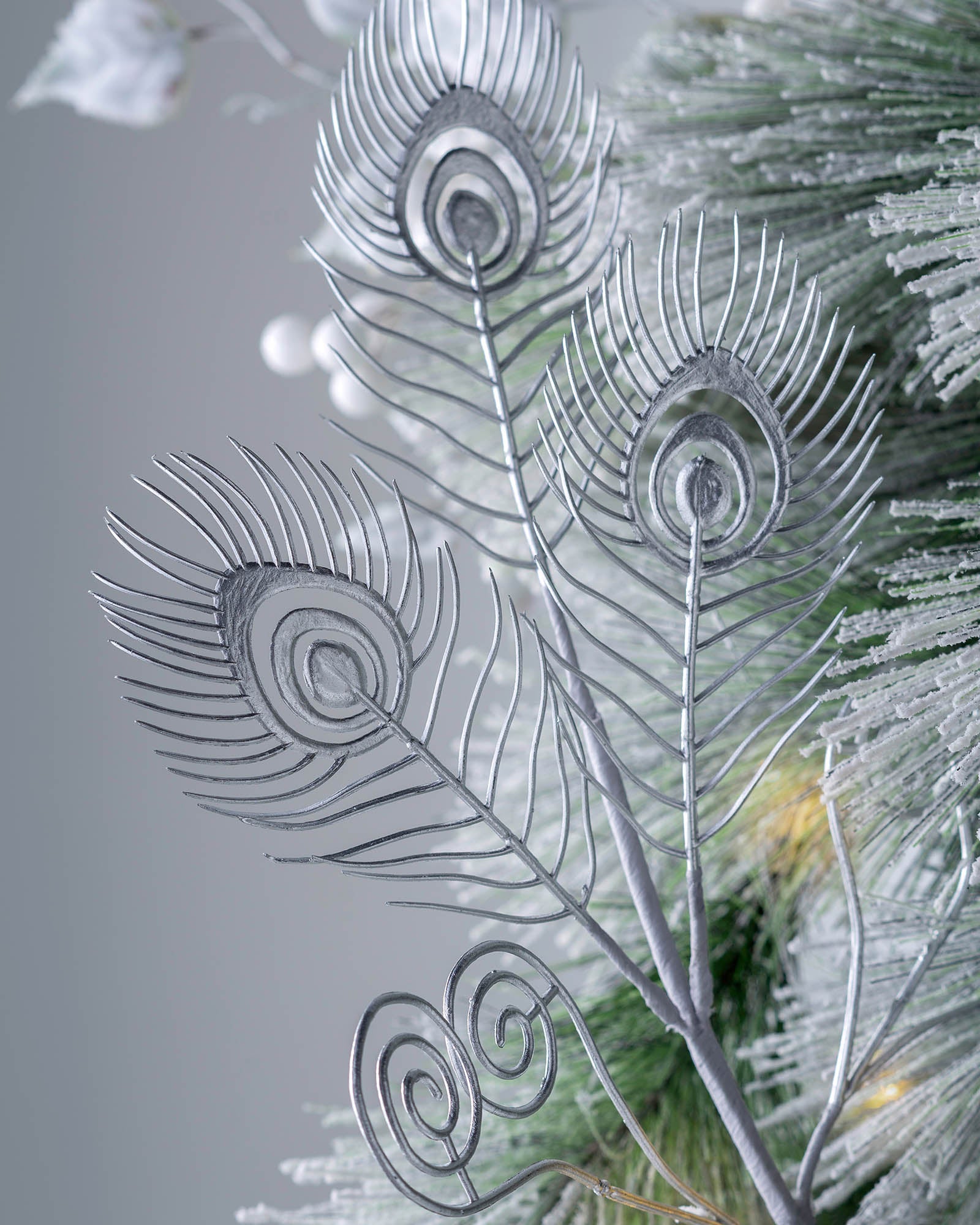 Silver Artificial Feather Pick, 62 cm