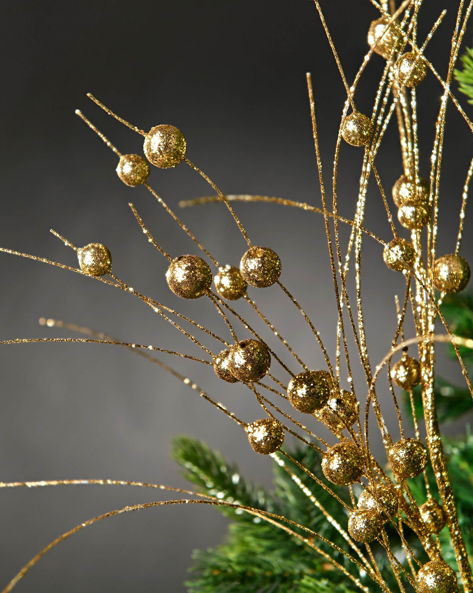Gold Glitter Berry Christmas Tree Spray, 80 cm