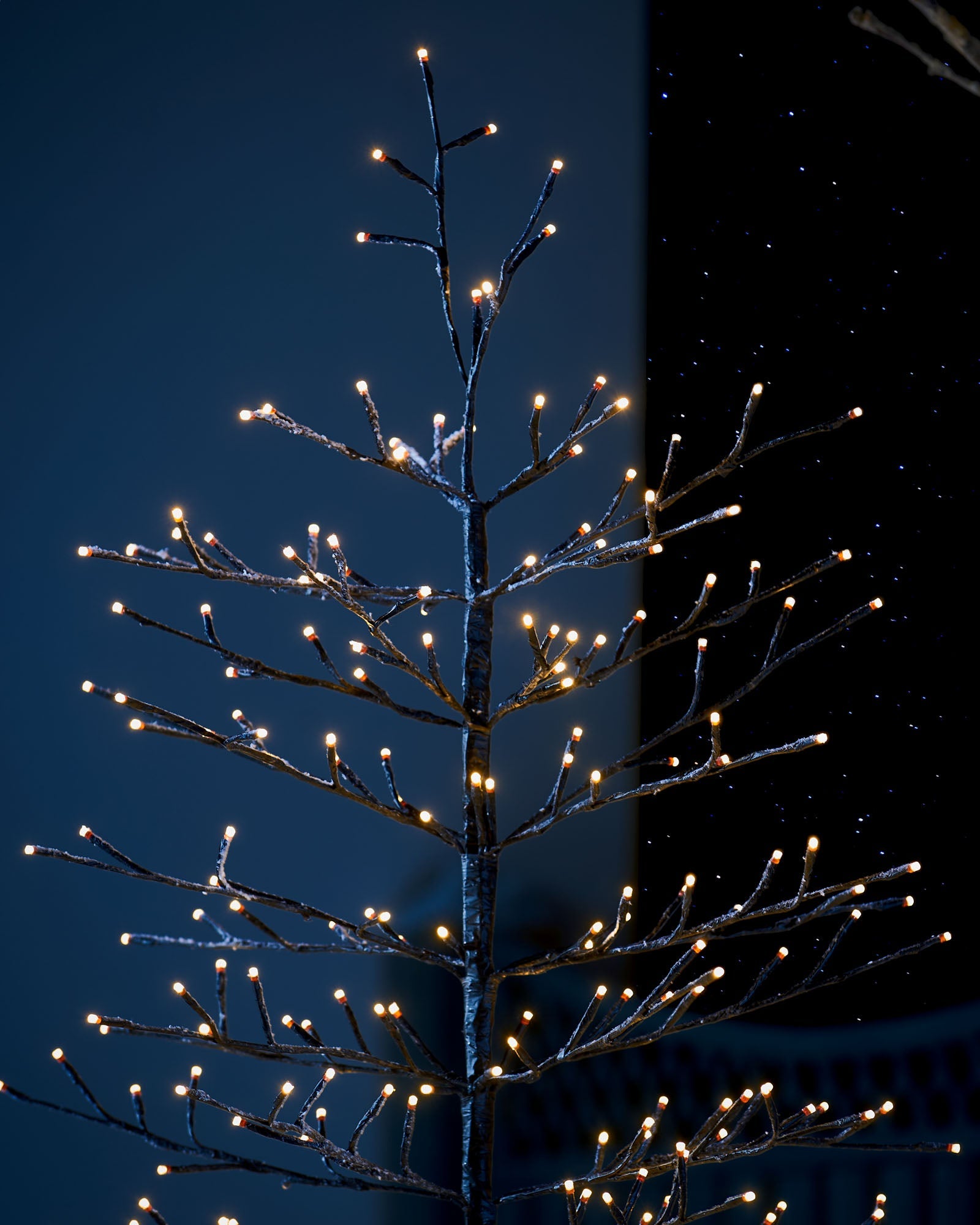 Pre-Lit Snow Flocked Twig Tree, 4 ft