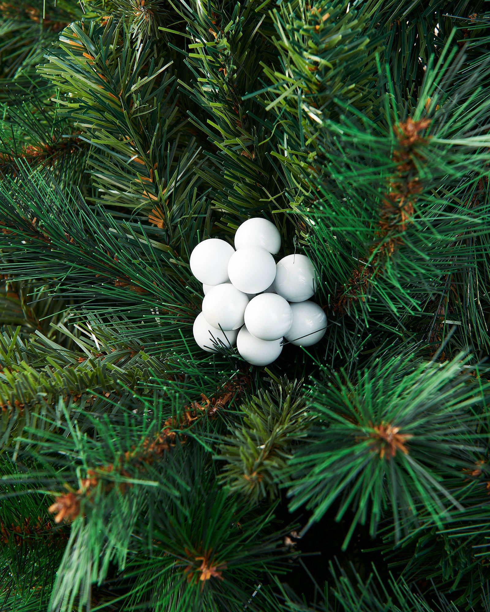 Ten White Glass Berry Cluster Baubles