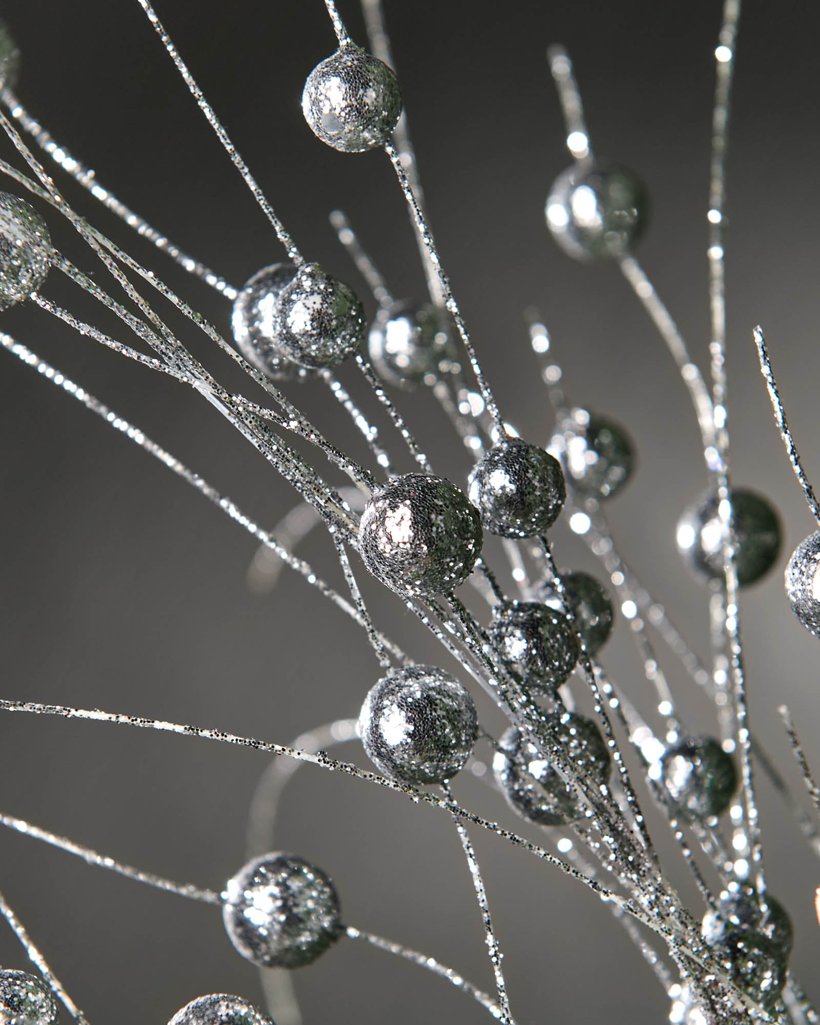 Glitter Berry Spray, Silver, 80 cm