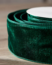 Double-Sided Wired Velvet Ribbon, Sage Green, 9 m