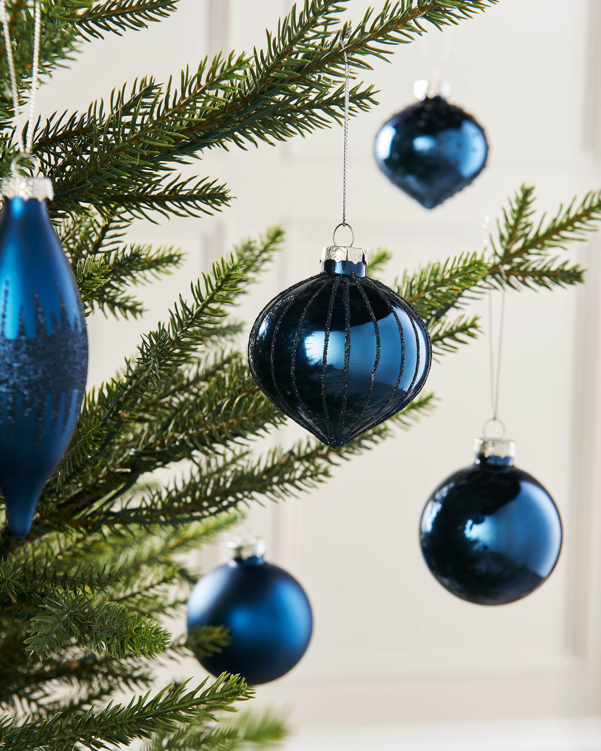 Navy Blue Glass Baubles, 20 Pack