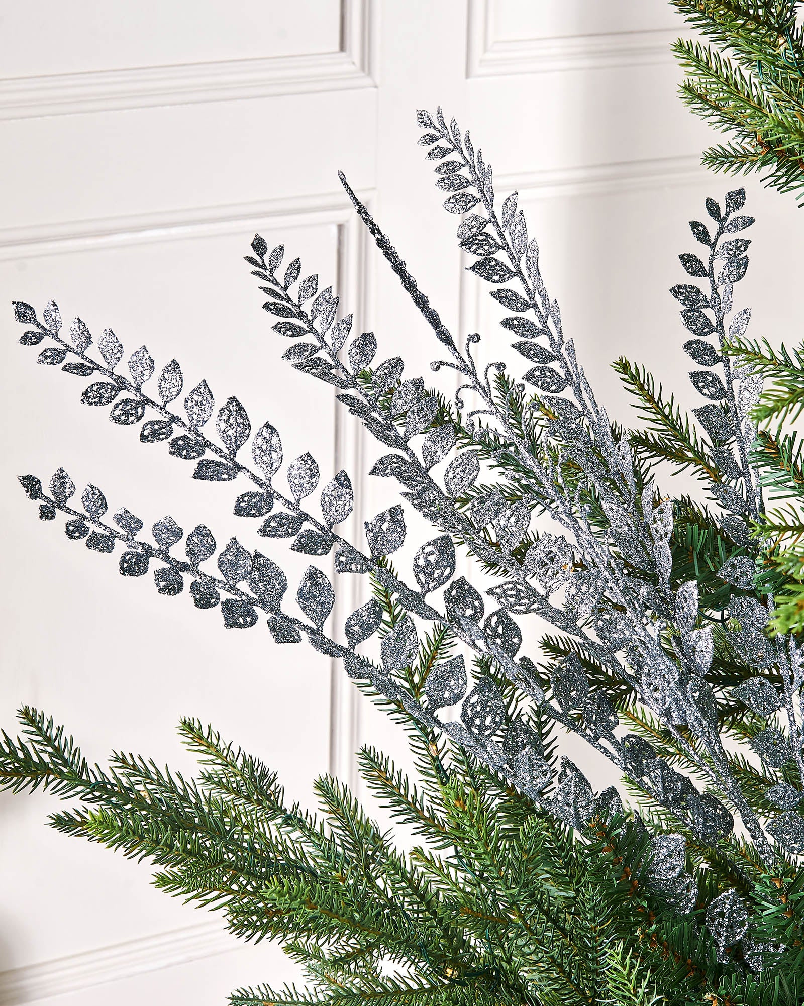 Silver Leaf Christmas Tree Spray, 84 cm