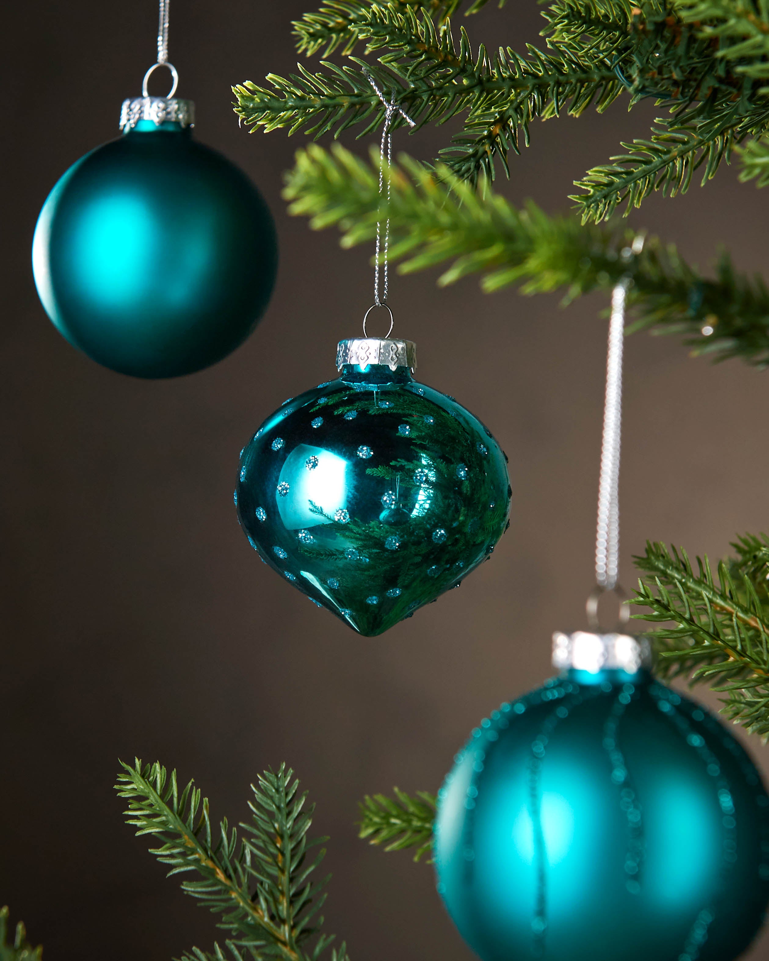 Set of 20 Glass Baubles, Teal