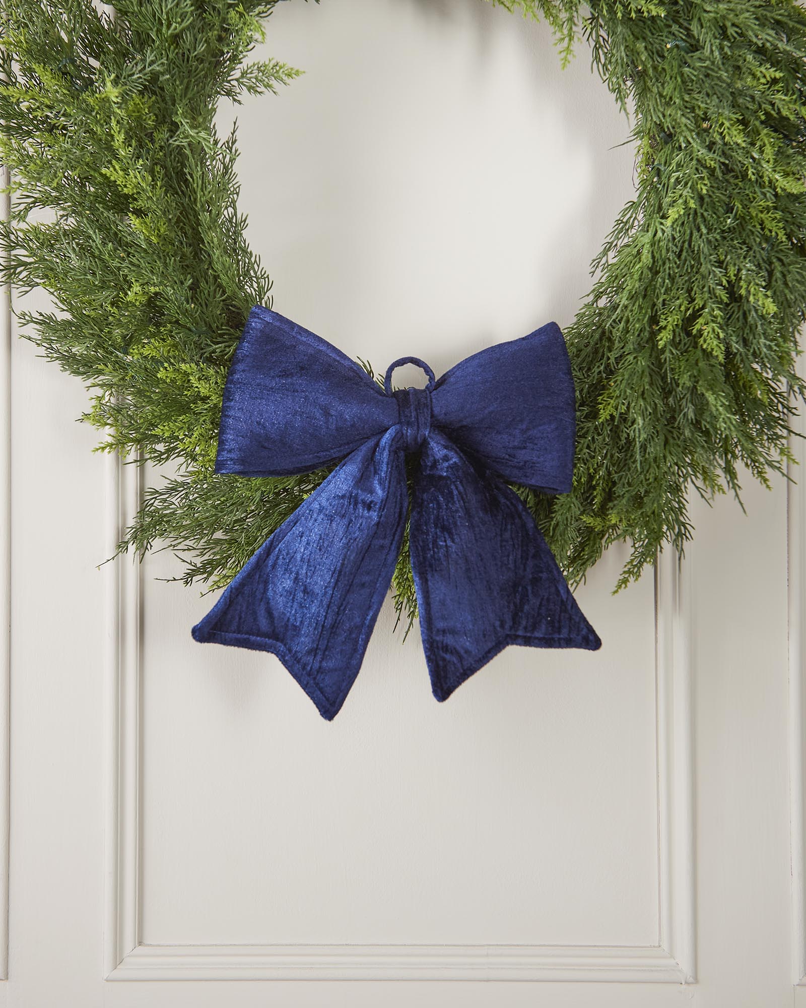Vintage Velvet Christmas Bow, Navy, 30 cm